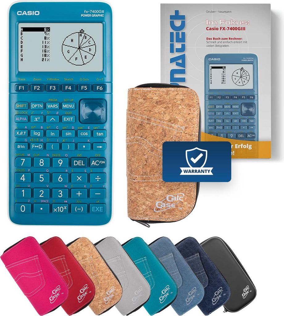 Casio FX-7400 G III Grafikrechner mit Schutztasche kork und Fachbuch