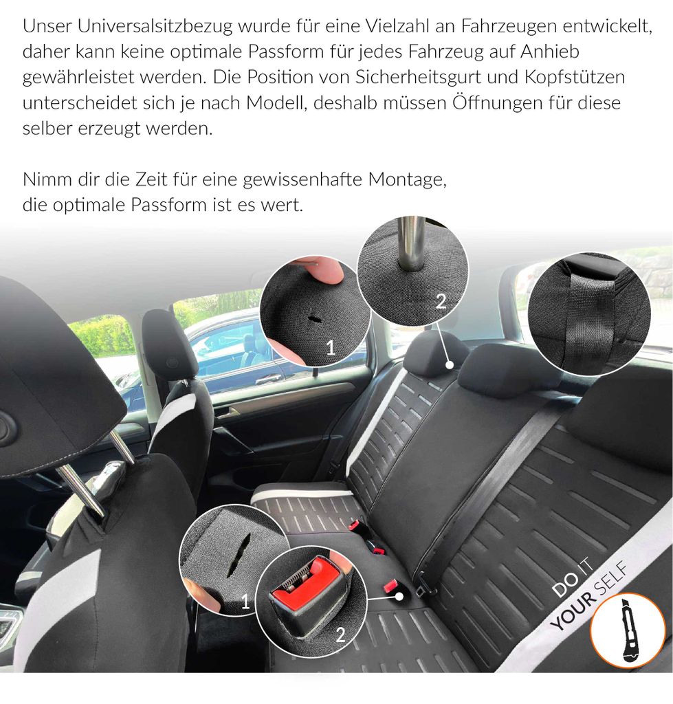 Sitzbezüge Sitzbezug Schonbezüge Schwarz Set Auto Kunstleder passt