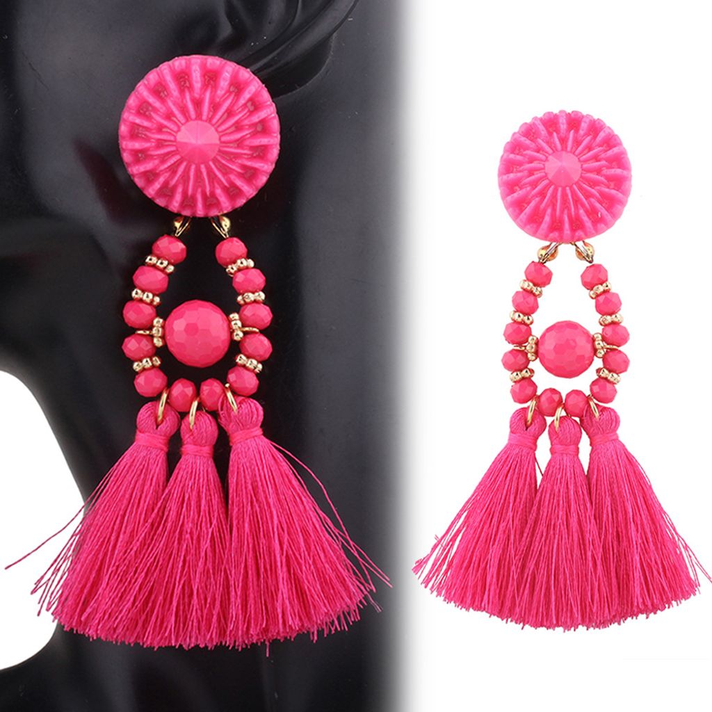 Böhmische Strass-Perlen-Quasten-Ohrringe für Damen, Bankett-Schmuck, Geschenk