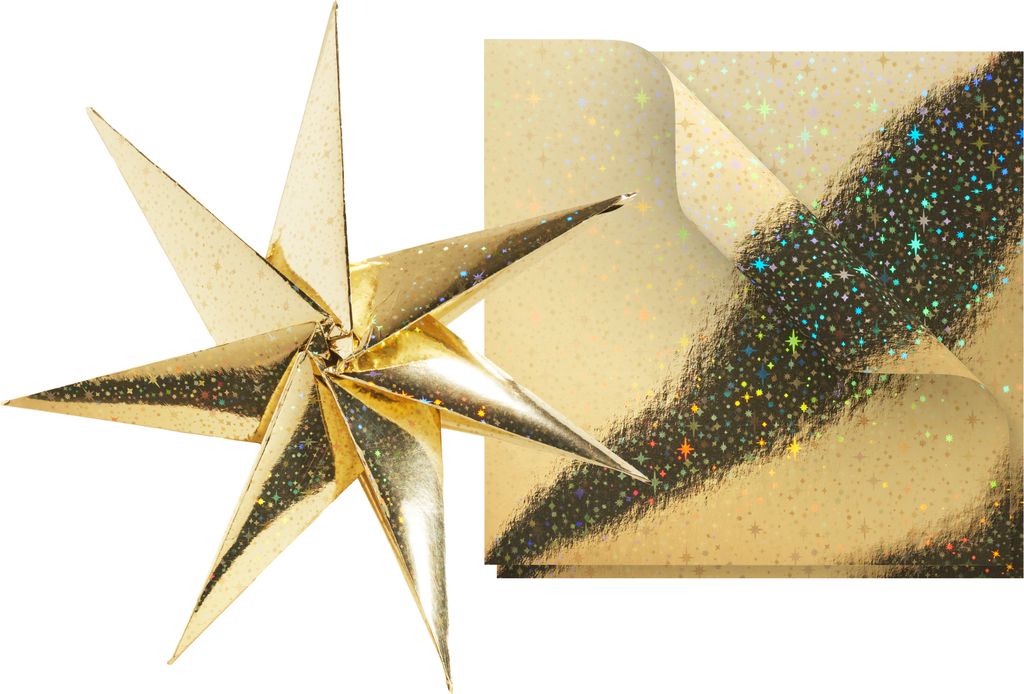 Gebrüder Bertels Faltpapier Holografie Gold 15x15 cm 110 g/qm Bastelpapier