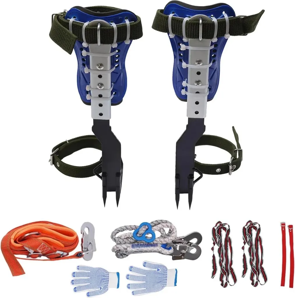 Kit de crampons pour arbres en acier Q235 réglables avec sangles bleues