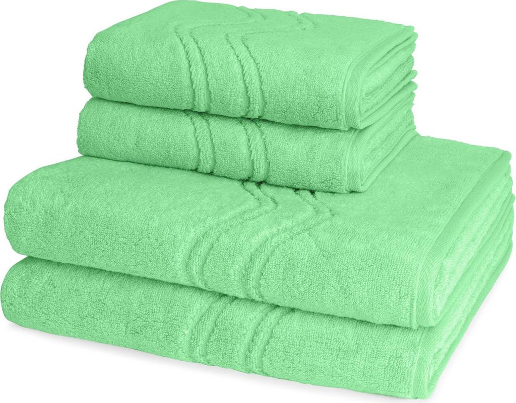 Ross Cashmere feeling 2 X Handtuch 2 X Duschtuch im Set Walkfrottee aus Baumwolle 520 g/m², Weich saugstark mit Aufhänger Kordel, Wellenmuster un...
