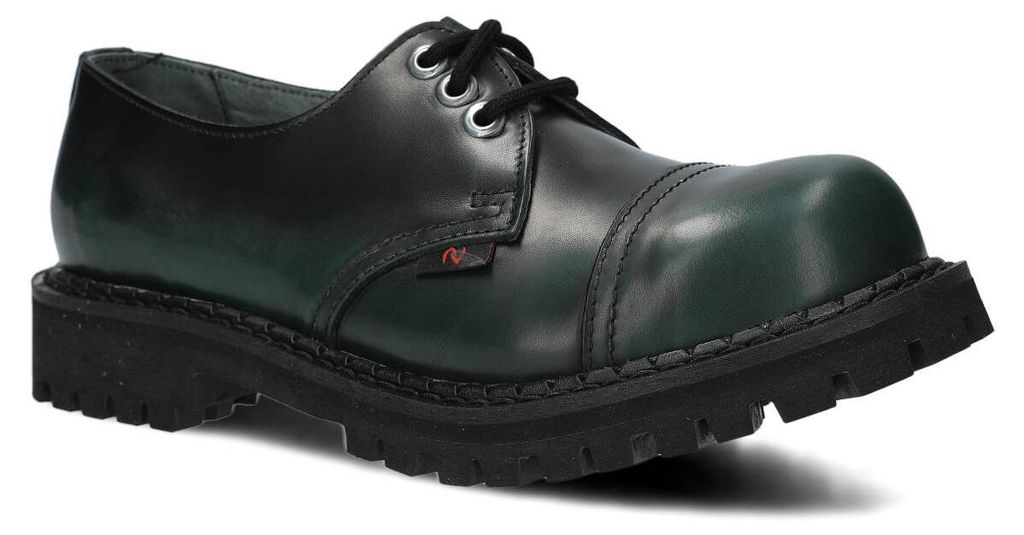 nagaba Stahlkappenschuhe, GlattLeder, Leder-Einlegesohle, Grün - Schwarz, 43