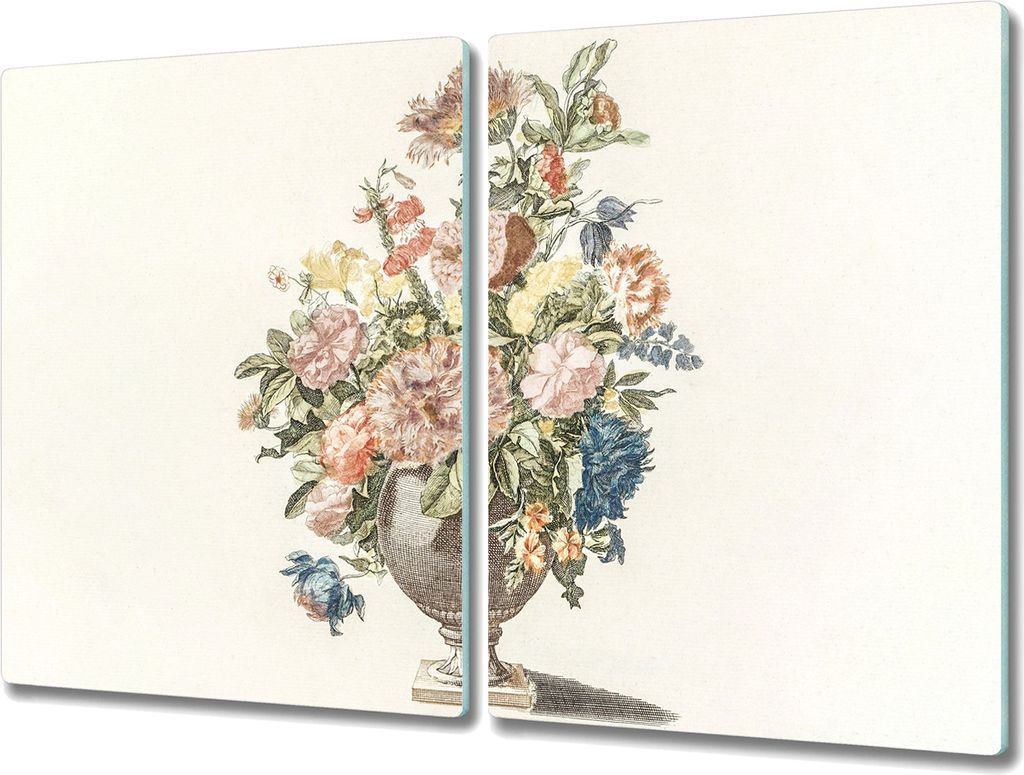 Coloray Hackbrett Kochplattenabdeckung Herdabdeckplatte 2x40x52 cm Schneidebrett Küchenbrett - Blumen Pflanzen