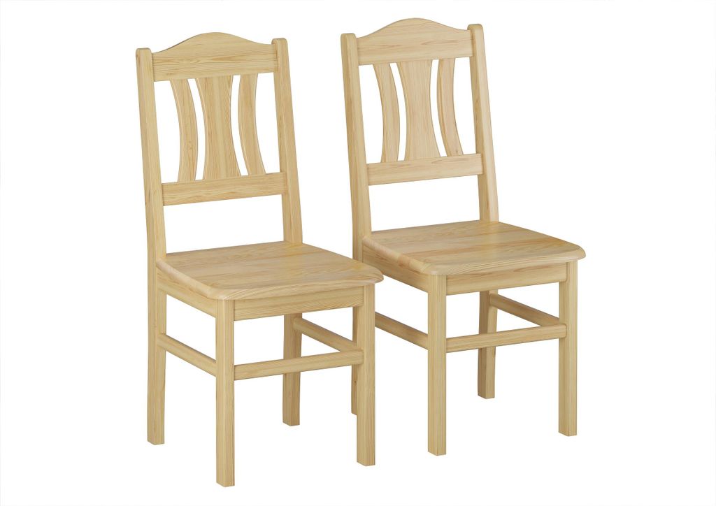 Two wooden chairs are shown against a white background.
