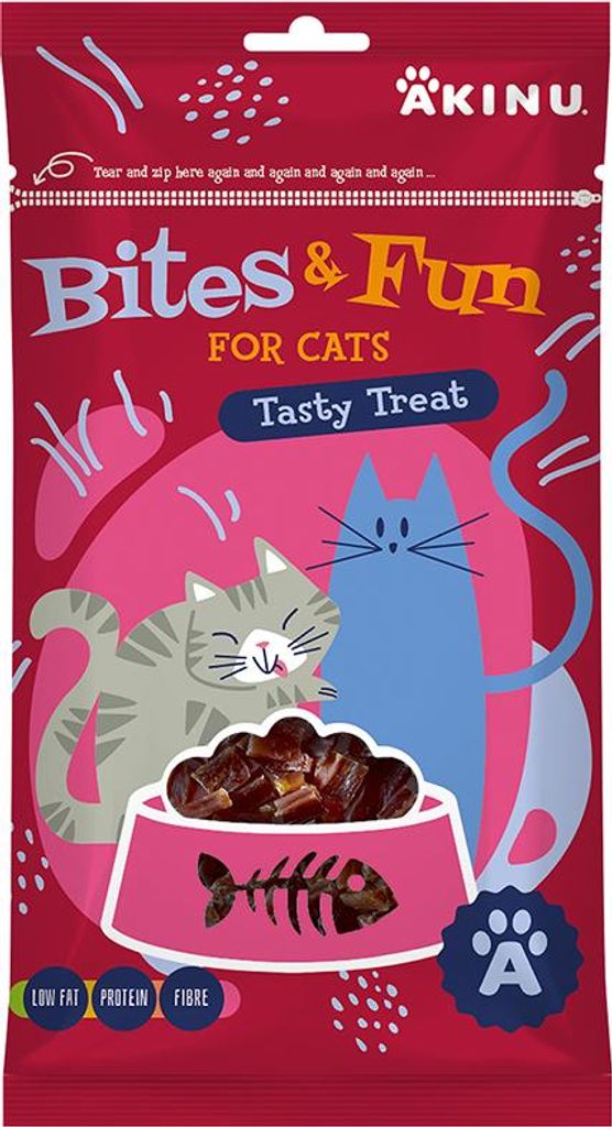 Akinu BITES & FUN Kachní stripsy pamlsek pro kočky 60 g Obrázek produktu 