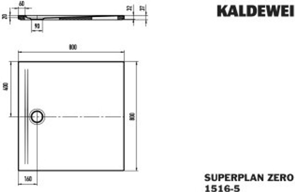 KALDEWEI SUPERPLAN ZERO 1516-5, Duschwanne mit Wannenträger extraflach, 80x80cm, 351647980711