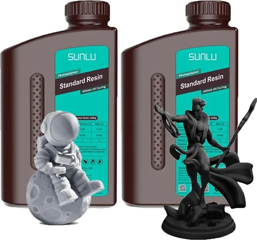 Résine UV 405nm SUNLU Haute Précision 1kg Noir + 1kg Gris Faible Odeur