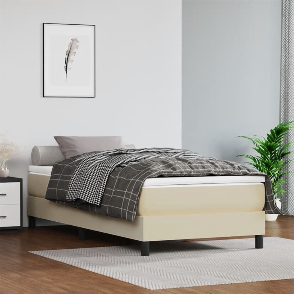 The Living Store Taschenfederkernmatratze Creme 90x200x20 cm Kunstleder