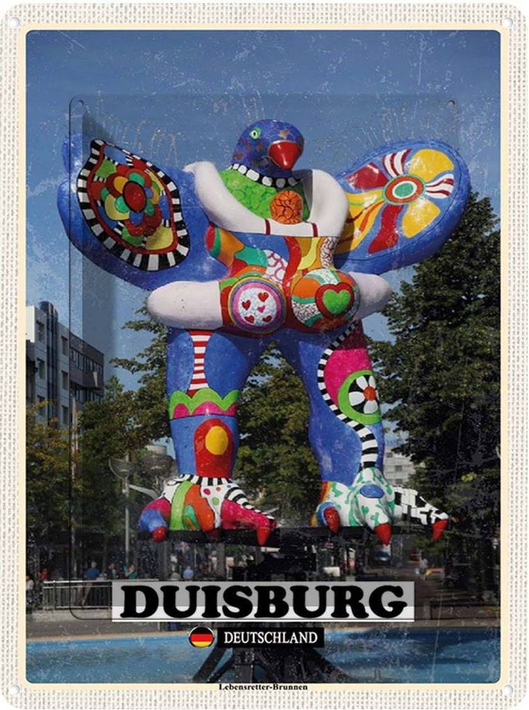 vianmo Blechschild 40x30 cm Duisburg Lebensretter-Brunnen Abenteuer Reisen Straße Stadt Urlaub