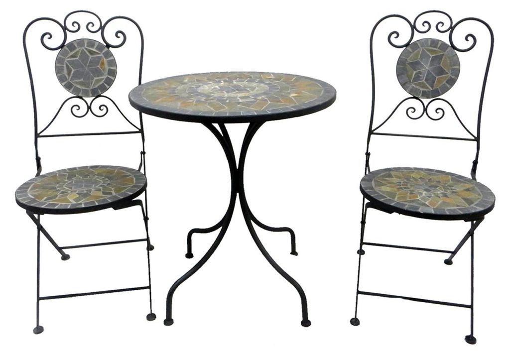 set di sedute a mosaico 3 pezzi mobili da giardino bistrot Immagine del prodotto 