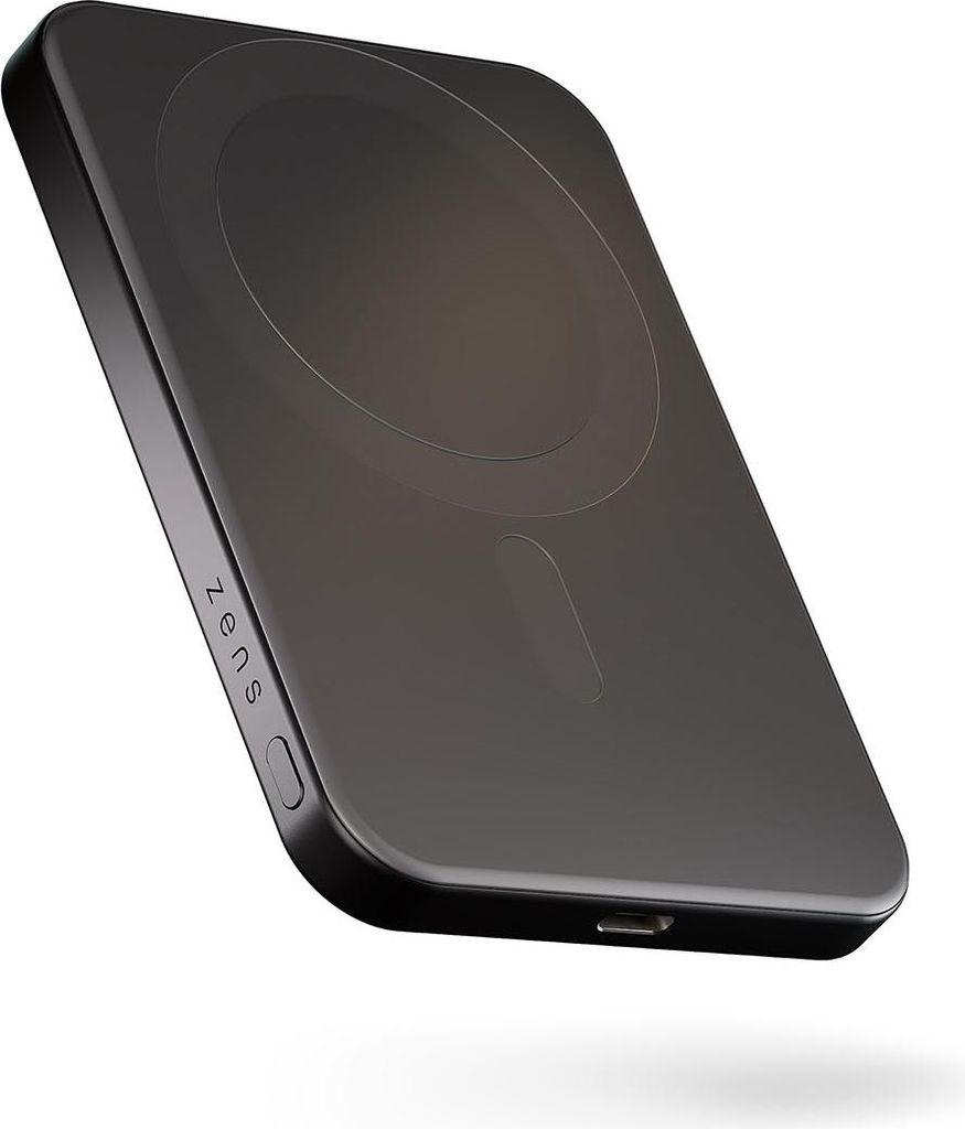 ZENS Pro 1 - Induktive Power Bank - dünn - 5000 mAh - 15 Watt - auf Kabel: USB-C - Schwarz