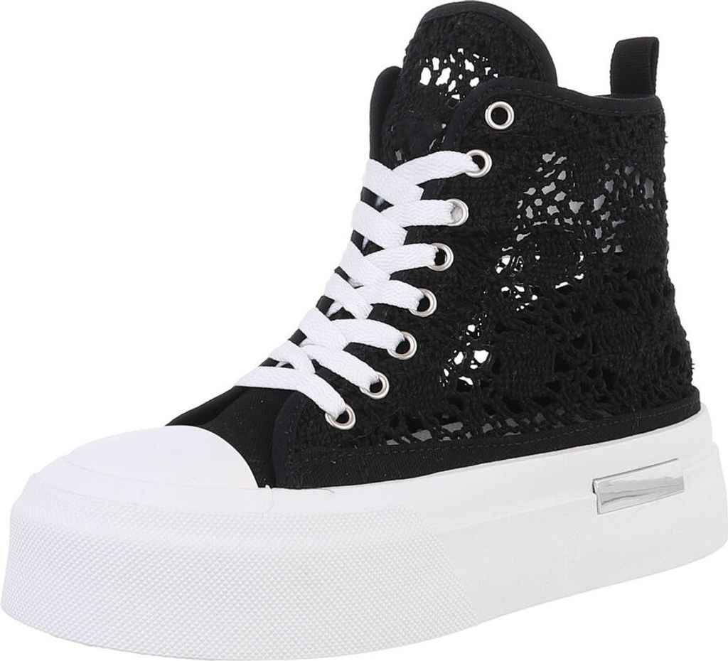 Ital-Design Damen Freizeitschuhe Textiloptik Sneakers High 88828306 Schwarz Gr. 36