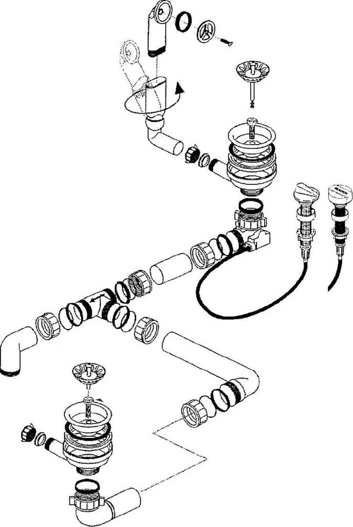 BLANCO Ablaufgarnitur 222887 für Spüle LEXA 9 E mit Ablauffernbedienung / Ab- und Überlaufgarnitur