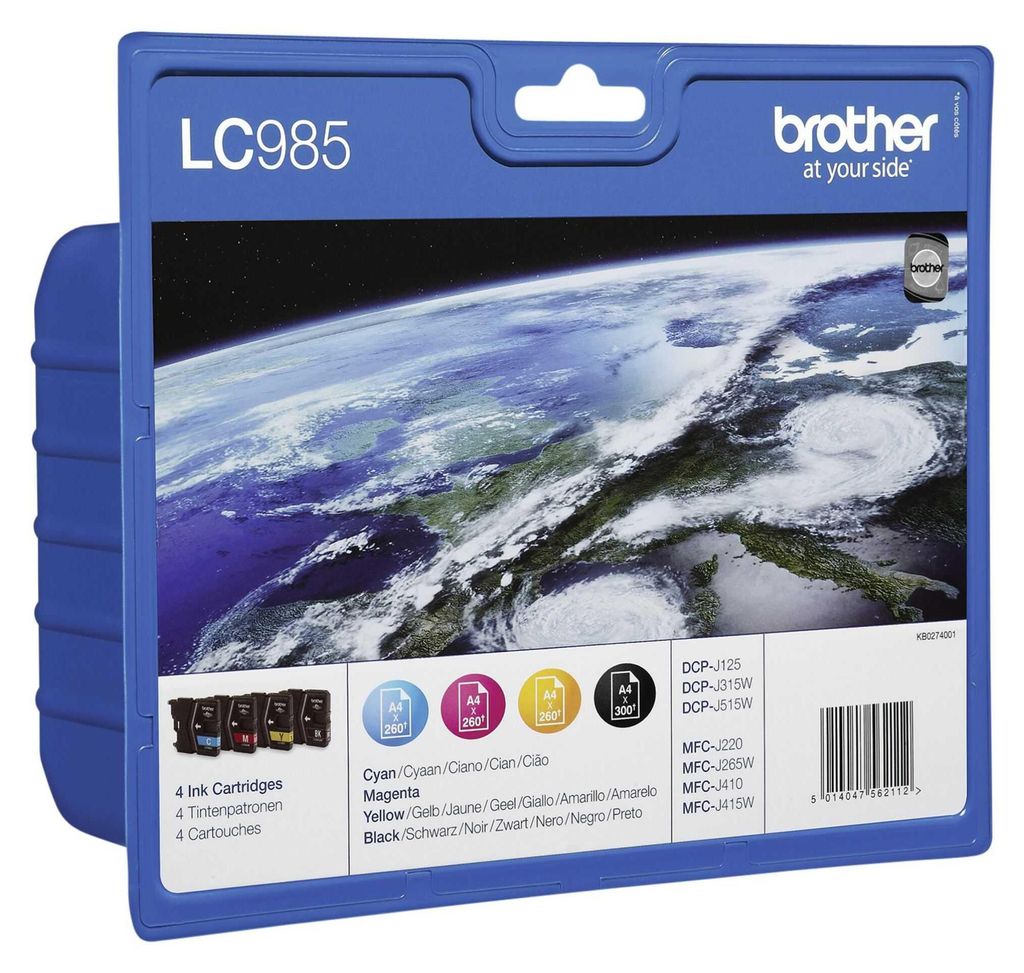 Brother LC985VALBP - pack de 4 - noir, jaune, cyan, magenta Image du produit 