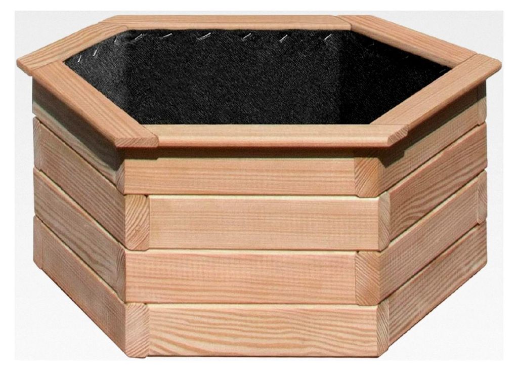 Pflanzkasten, Blumenkasten 6-Eck aus Lärchenholz, Größe (ØxH): 60 x 35 cm
