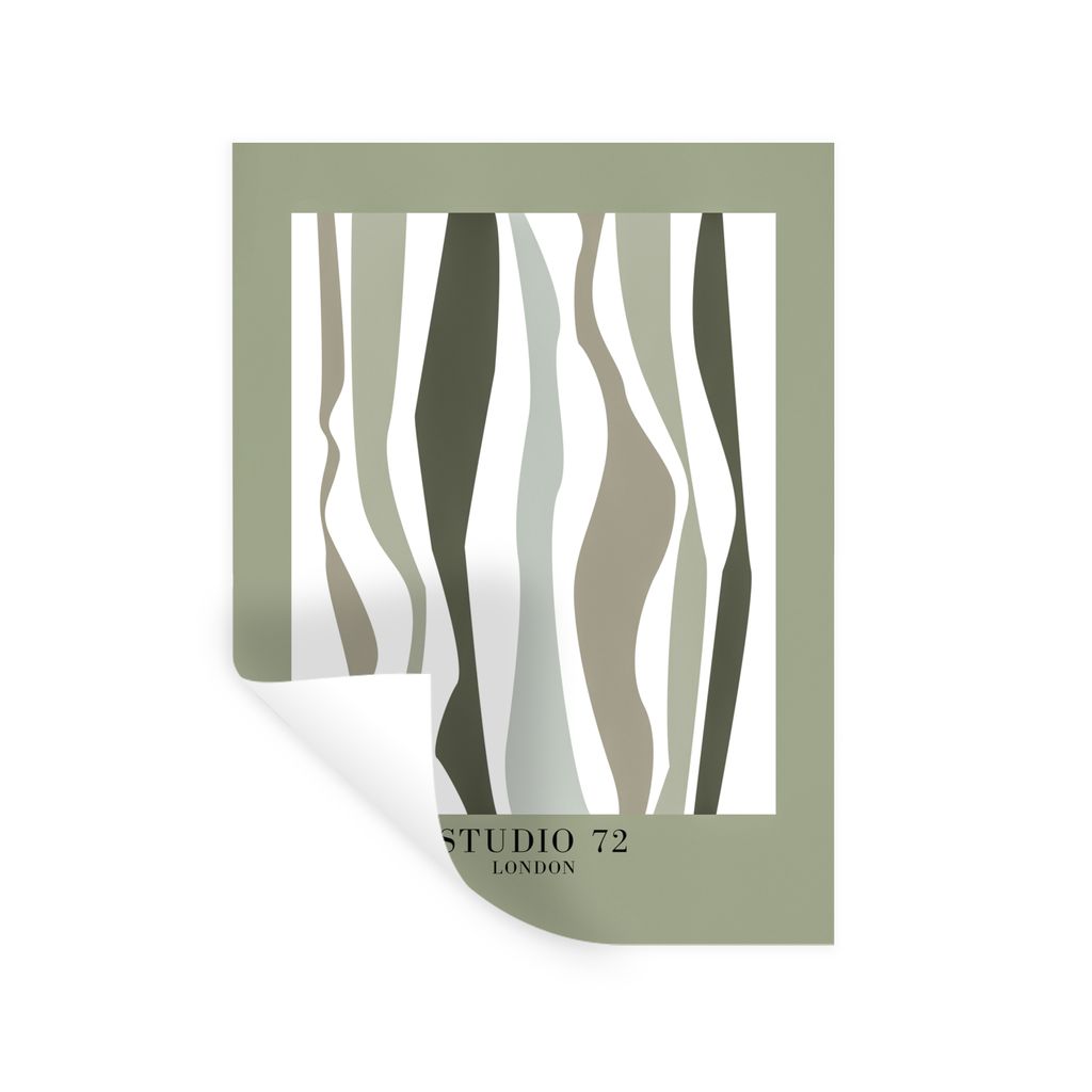 MuchoWow Wandtattoo Wandsticker Wandaufkleber Studio 72 - Linien - Grün - Schattierungen 120x160 cm Selbstklebend und Repositionierbar - Wierder...
