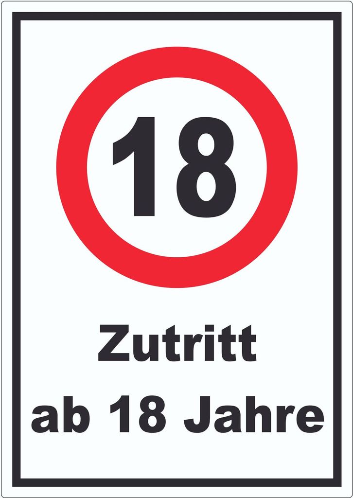 Zutritt ab 18 Jahre Aufkleber A5 (148x210mm)