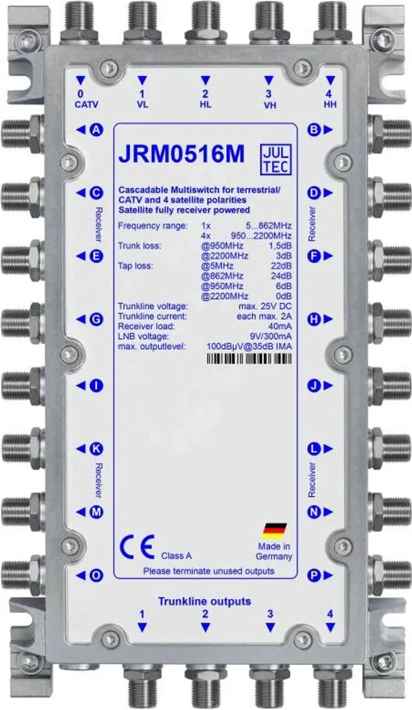 Commutateur Satellite Cascade 5/16 Jultec JRM0516M sans Prise de Courant