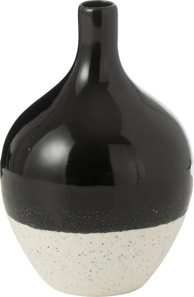 Petit Vase Iva J-Line Porcelaine Noir Blanc pour Déco Moderne et Chic