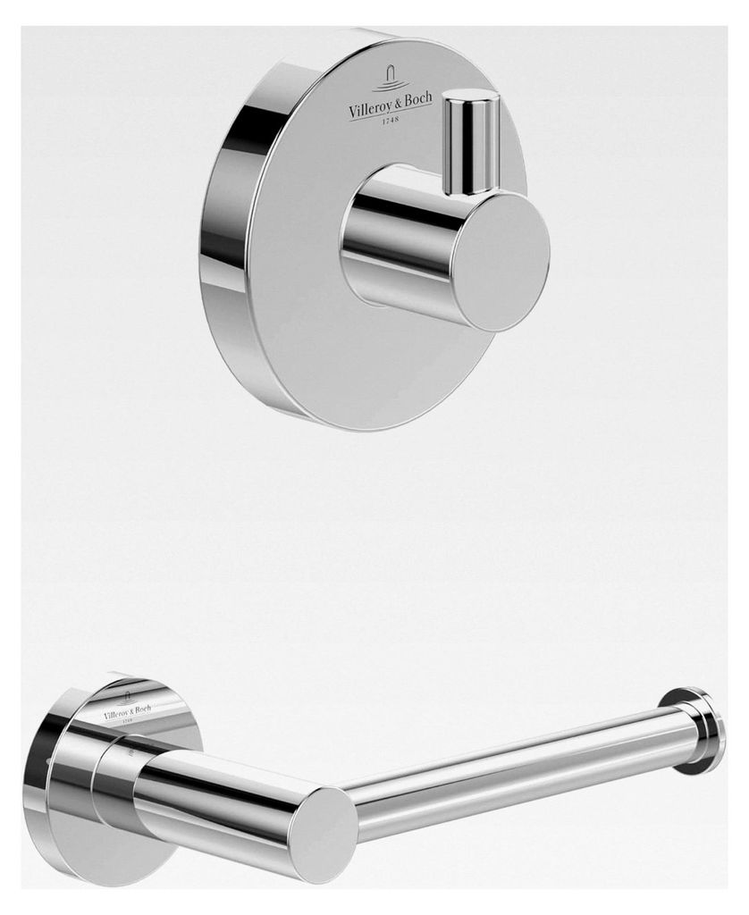 Badaccessoire-Set 2 in 1, bestehend aus Handtuchhaken und Toilettenpapierhalter ohne Deckel, Chrom