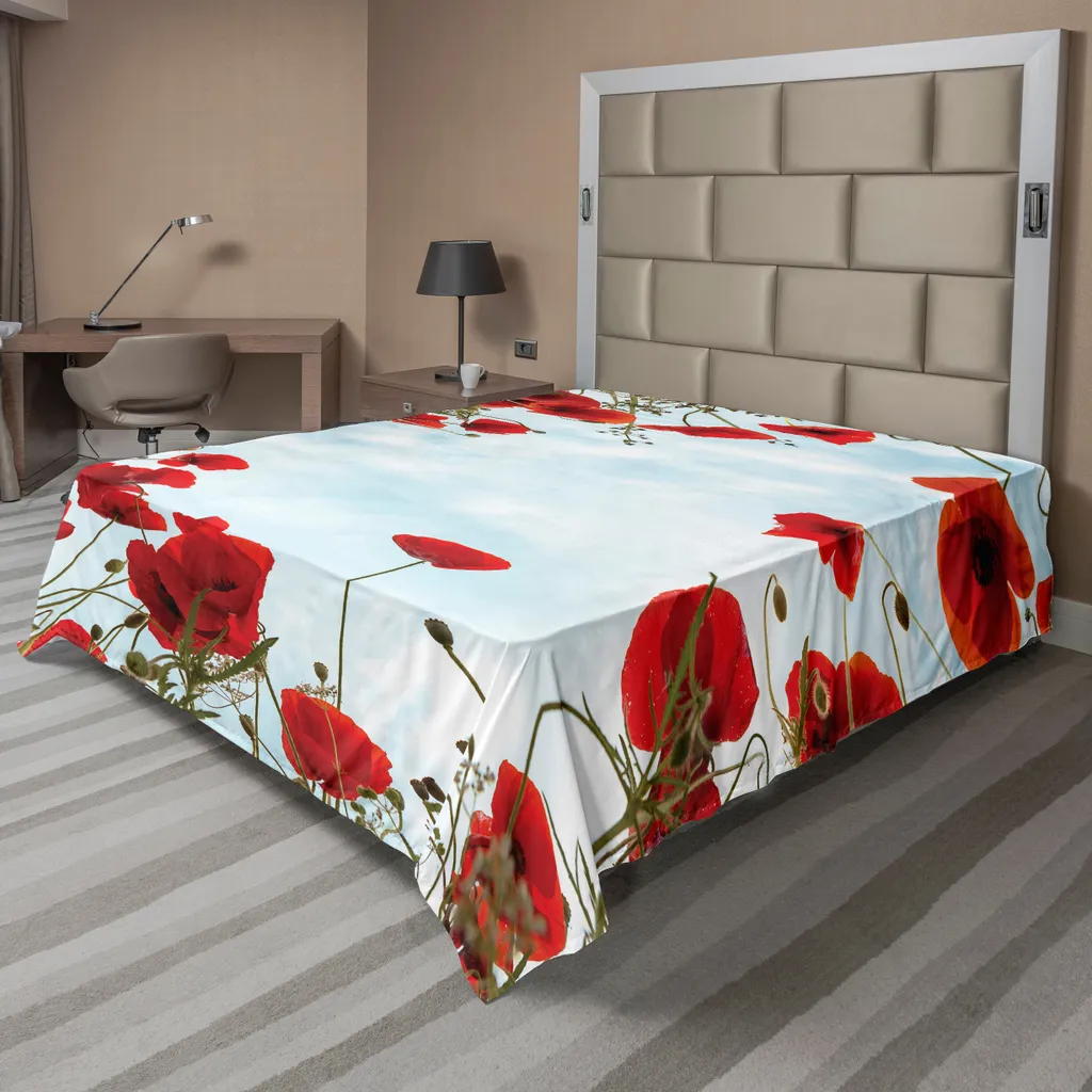 Lenzuolo ABAKUHAUS 260x228 Papaveri e Cielo: Qualità e Colore