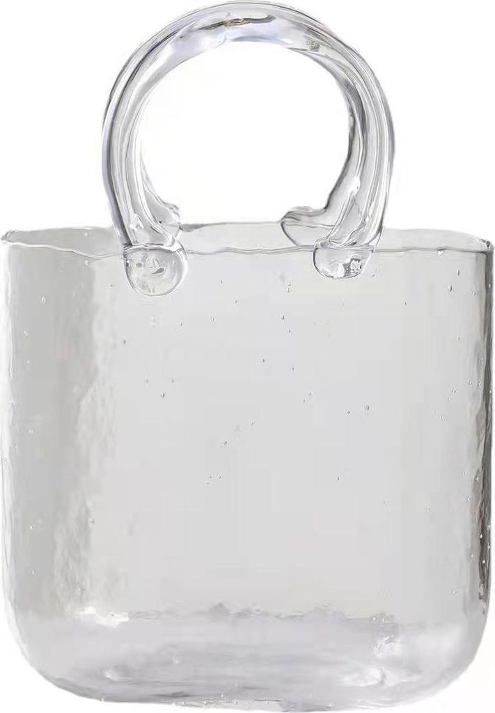 Transparente Glas-Handtasche Vase, modernes Produktbild 
