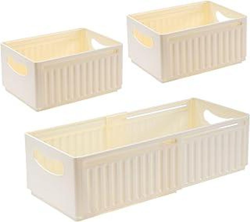 Aufbewahrungsbox Kunststoff Klappkiste Dehnbar Organizer Box Küchenschrank für Küche, Bad, Büro,Schlafzimmer, Klassenzimmer 3 Stück 47.5×28×...