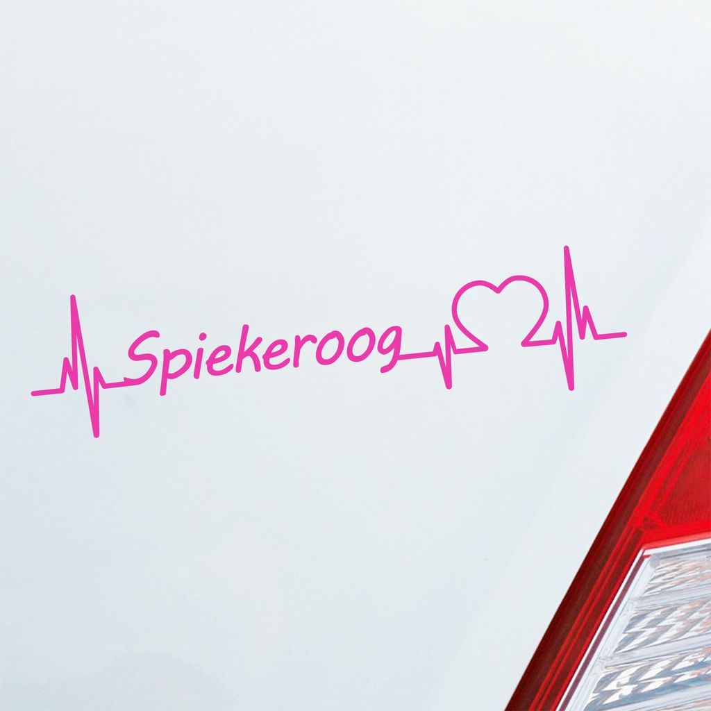 Auto Aufkleber Spiekeroog Herz Puls Insel Island Nordsee Liebe Love 19x5 cm Pink Sticker Heckscheibenaufkleber