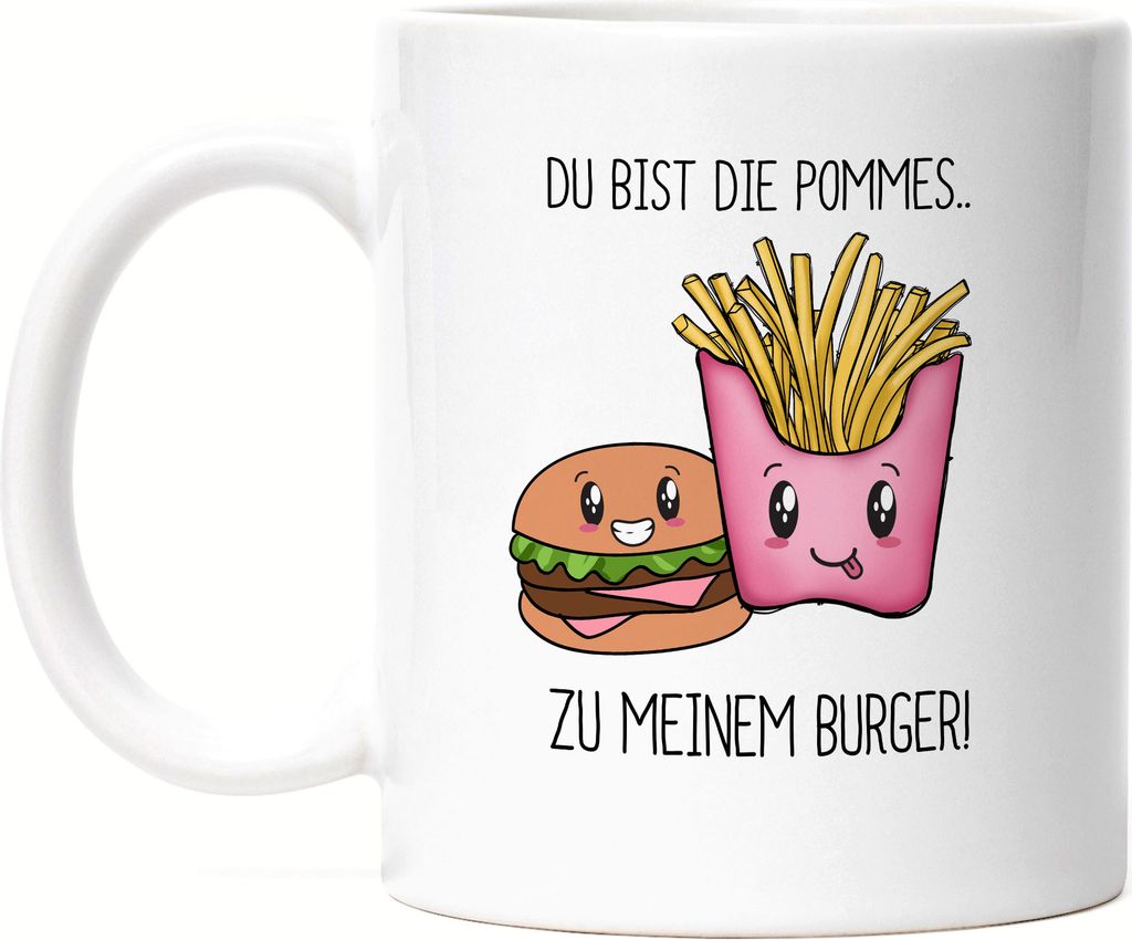 Pommes Zu Meinem Burger Tasse Weiß Valentinstag Freundin Freund Süß Geschenkidee Paar Liebe Couple Jahrestag