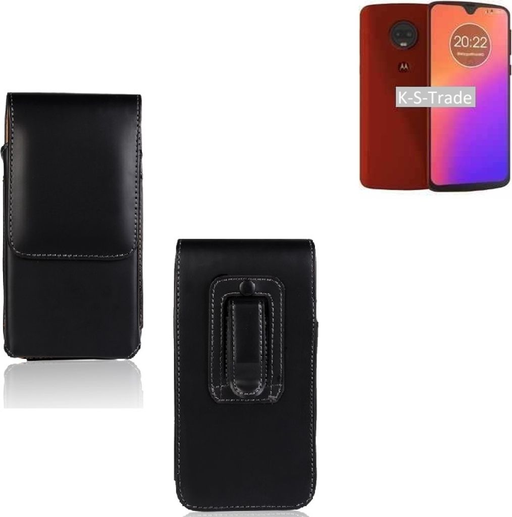 K-S-Trade Gürteltasche für Motorola Moto G7 Plus Schutz Hülle Handy Hülle mit Magnetverschluss Holster in schwarz