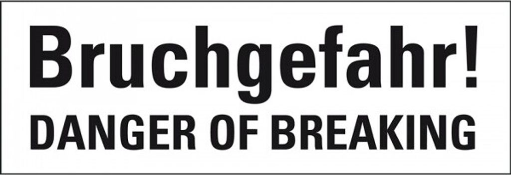 Dreifke Aufkleber I Hinweisetikett Bruchgefahr, 2-spr., weiß, Haftpapier, pe...