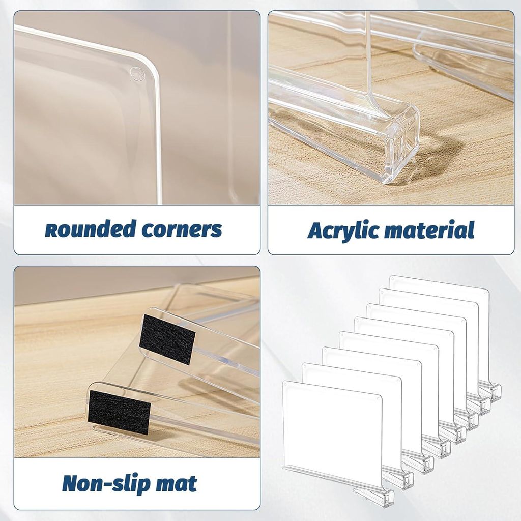 8 Stück transparente Acrylregaltrenner 30 x 20 cm multifunktionale Regaltrenner geeignet für Schlafzimmer, Küchen, Bücherregale, Schränke und ...