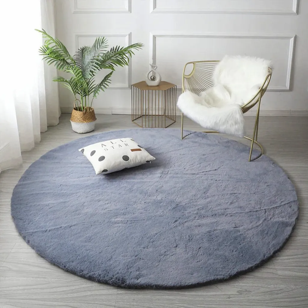 Tapis gris clair rond 140 cm Rabbit Strado ultra doux et antidérapant