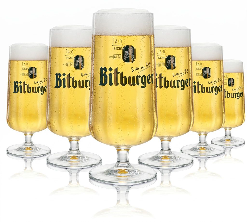 6x Bitburger Bier Glas Exclusiv Pokal 400ml rastal Produktbild 
