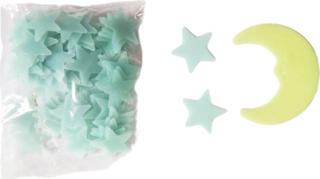 1 Set Fluoreszierende Wandaufkleber Fee Glow in The Dark Stern und Mond Wandtattoo für Kinderzimmer Dekoration