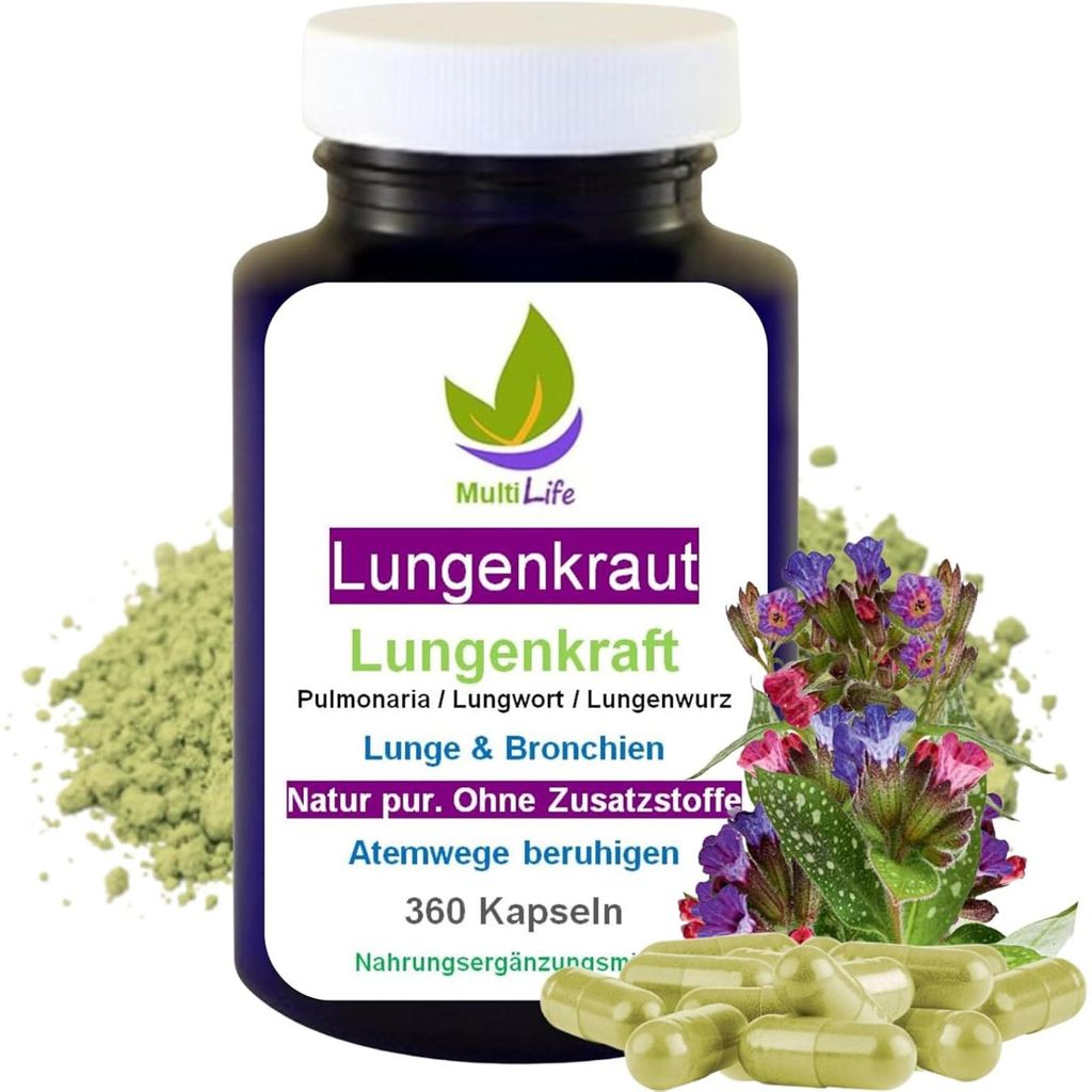 Lungenkraut 360 Kapseln LUNGENPOWER Lungenkraft Pulmonaria Produktbild 