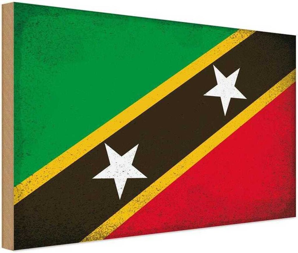 vianmo Holzschild 20x30 cm St. Kitts und Nevis Vintage Flagge Fahne Wappen