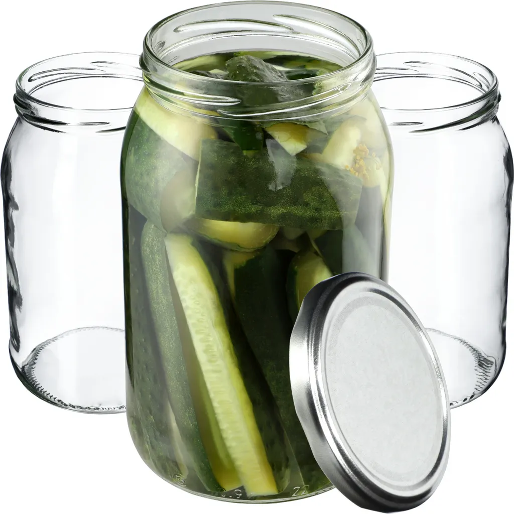 KADAX barattoli per conserve 900 ml, barattoli per conserve, barattoli per conserve con coperchio a vite, barattoli per conserve utilizzabili come barattoli per marmellata, barattoli per la conservazione, barattoli per conserve (48 pezzi, argento) - 6