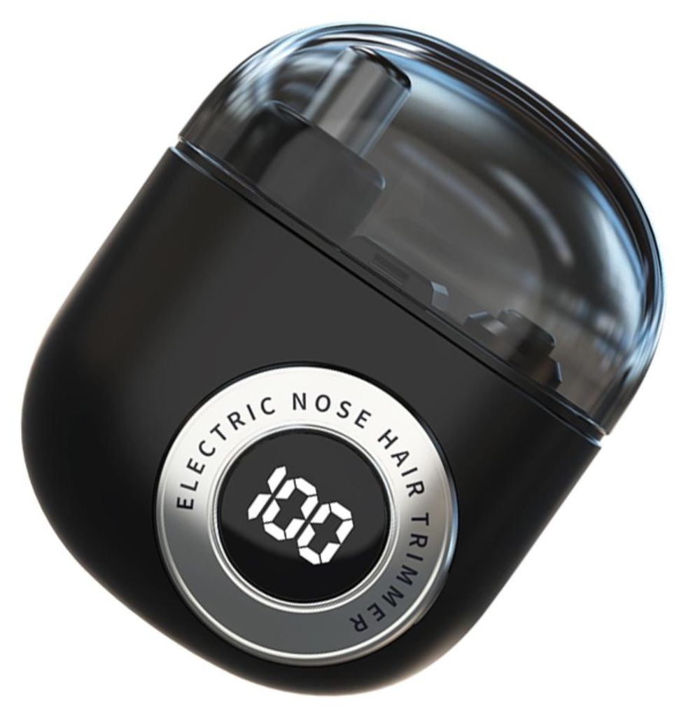 INF Elektrischer Nasenhaarschneider Digitalanzeige Edelstahl kompakt 6.3cm Schwarz
