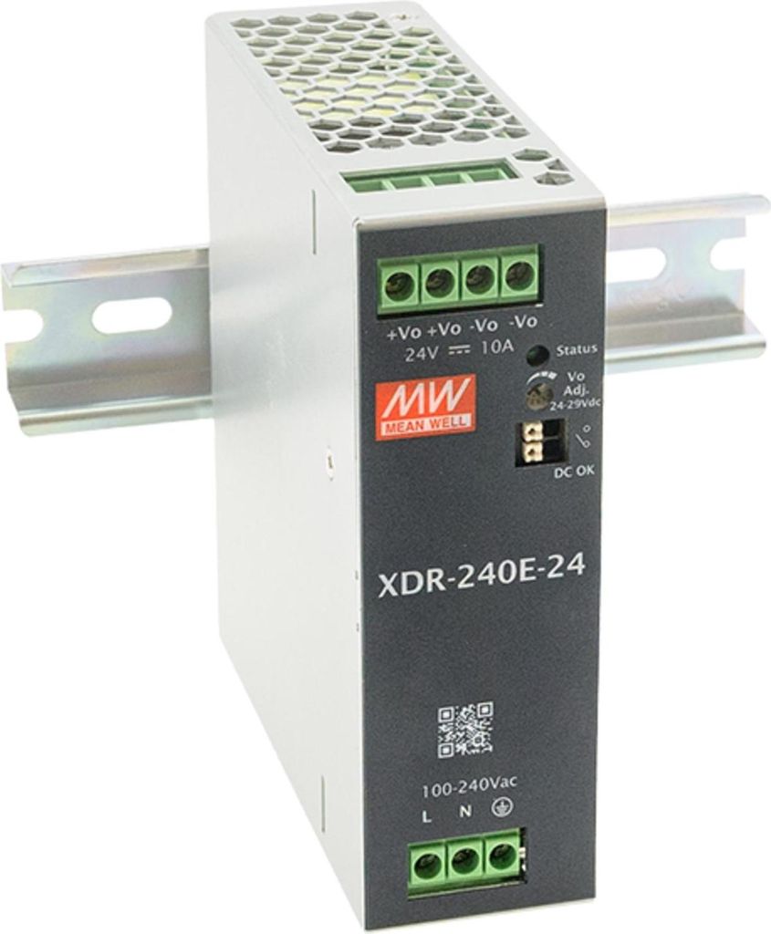MEANWELL XDR-240E-24 AC-DC-Industrienetzteil Hutschiene 240W 24V 10A