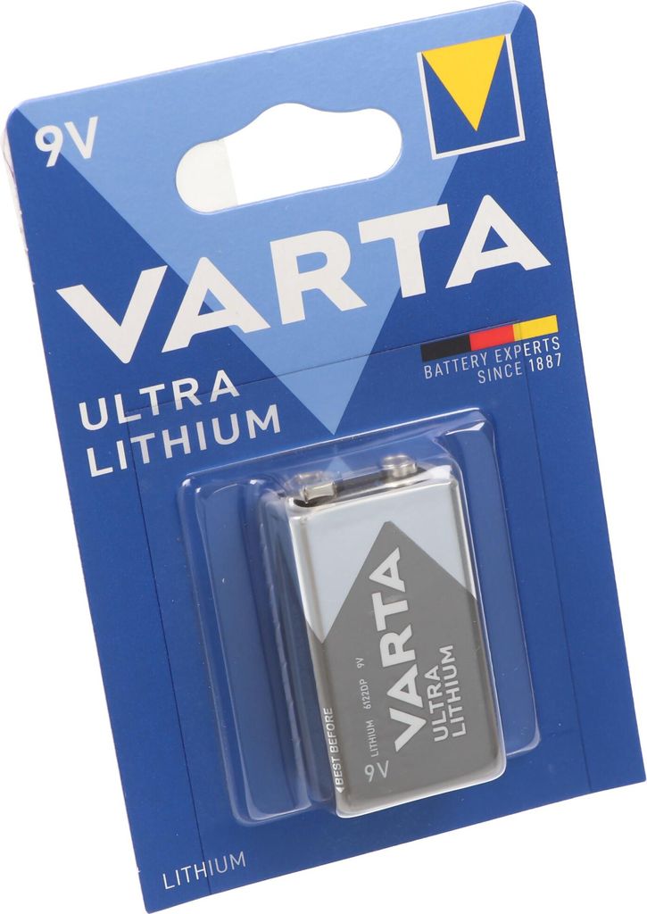 Varta Lithium Batterie 9 Volt, U9VL, 6AM6, Varta 6122 E-Block