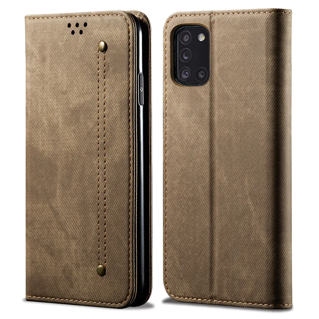 Custodia Galaxy A31, Custodia a portafoglio in pelle con chiusura magnetica e custodia con funzione stand per Samsung Galaxy A31 Samsung Galaxy A31 Khaki