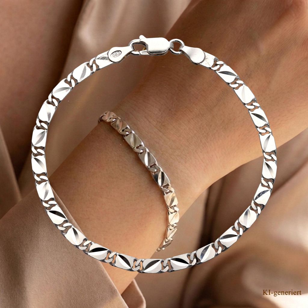 Armkette echt Silber 925  Sterlingsilber rhodiniert 19 cm Produktbild 