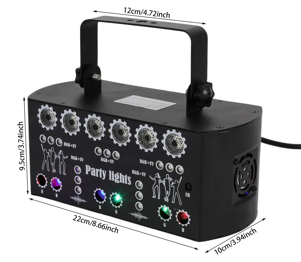 Lumières DJ Disco Multi-faisceaux avec Télécommande sans Fil - Noir