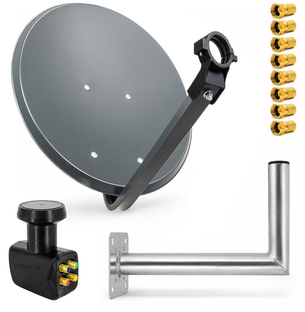 PremiumX SAT Anlage 80cm Antenne Quad LNB 8x F-Stecker Produktbild 