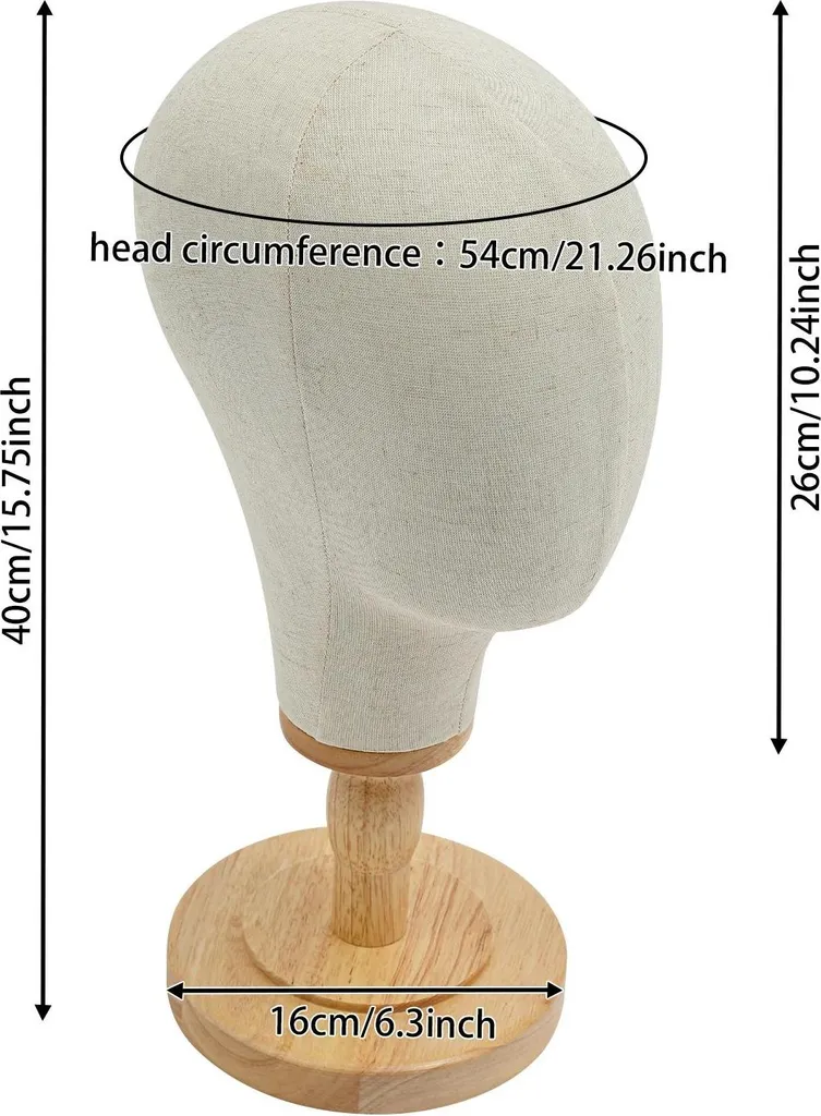 Buste d'exposition pour chapeaux et perruques - Support design 40 cm lin - 5