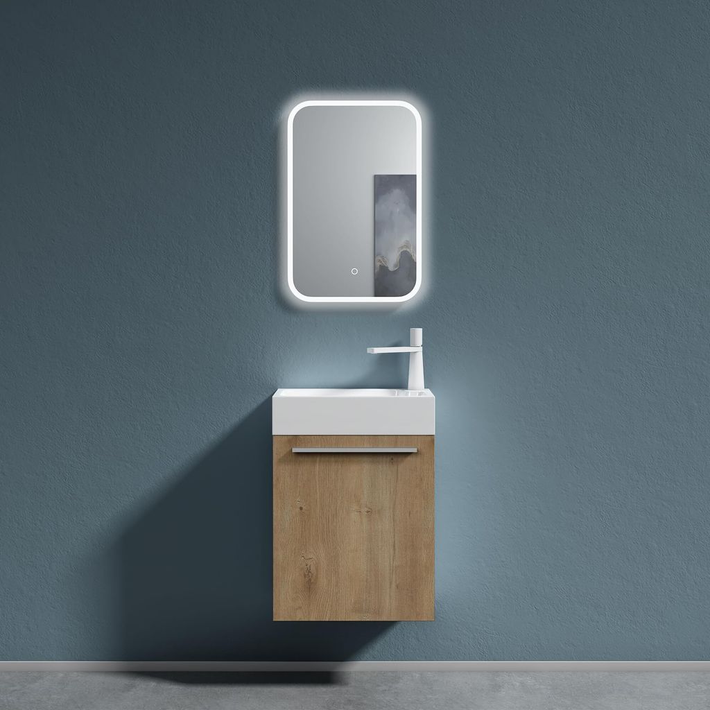 doporro Mobile Bagno Sospeso 46cm Marrone Chiaro, Mobile Immagine del prodotto 