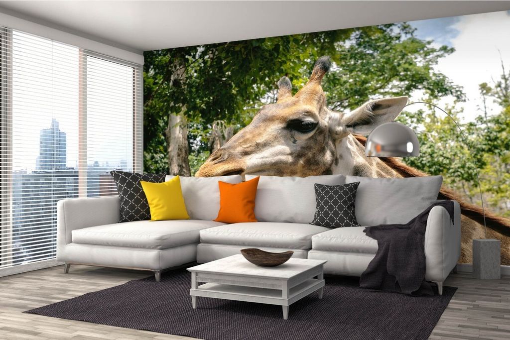 Vlies Fototapete NAHAUFNAHME DES GIRAFFENKOPFES 375 x 250 cm (inkl. Kleister) - Vlies Tapete, Wandtapete, Wandbilder - Tapete für Wohnzimmer Schla...
