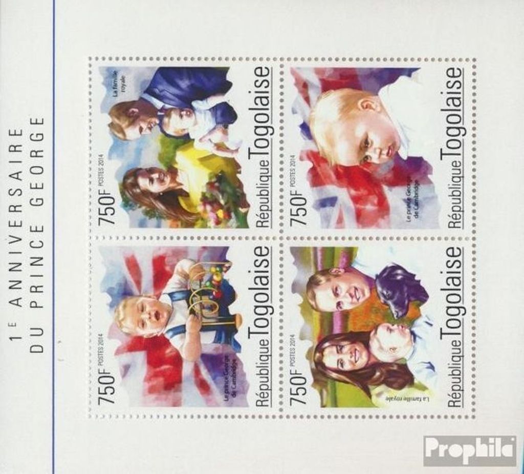 Briefmarken Togo 2014 Mi 6354-6357 Kleinbogen (kompl. Ausgabe) postfrisch Prinz Georg